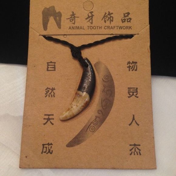 Vintage Jewelry - Vintage Boho Animal Tooth Necklace